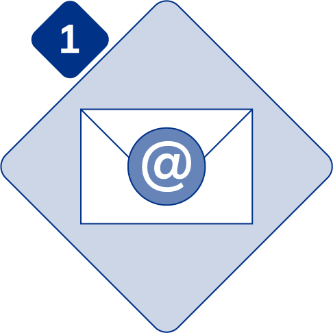 Briefkurier mit dem Symbol @ darauf